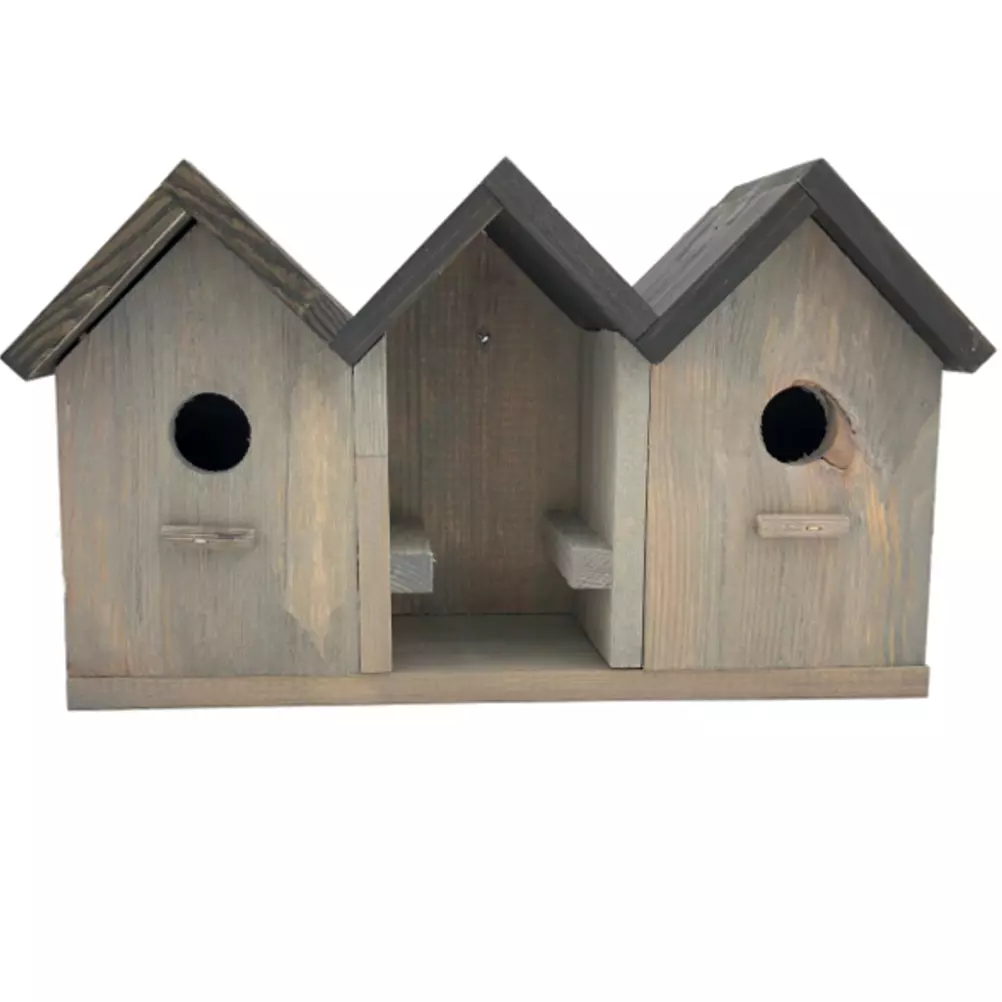 Vijftig Tropisch Respectievelijk Dubbel vogelhuisje met ruimte voor pindakaaspot! - Buxus Vervanger